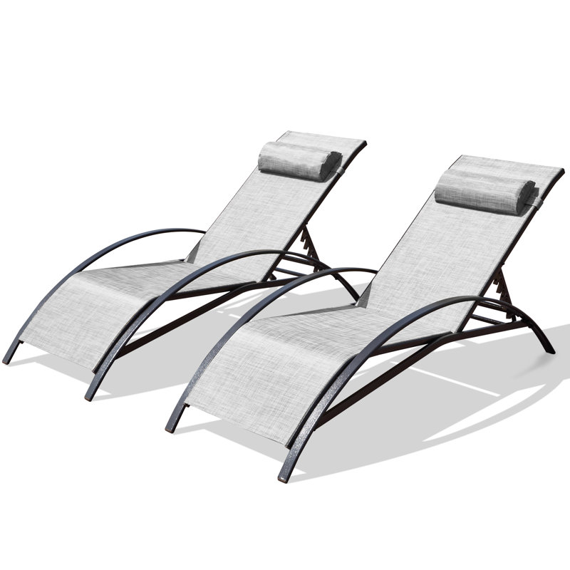 Erommy Outdoor Metal Chaise Lounge Set, Gray