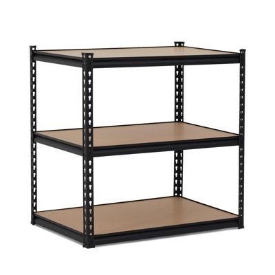 Heavy Duty 3-Tier Carbon Steel Kitchen Storage Rack – Adjustable Shelving Unit – 36"W x 24"D x 36"H – 1500 lbs Capacity – Metal Utility Organizer for Pantry, Garage, Warehouse – Black Matte