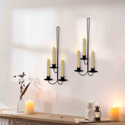 Bougeoirs muraux en métal Bougeoirs muraux modernes Bougeoirs muraux suspendus pour le salon Maison de campagne Foyer de mariage