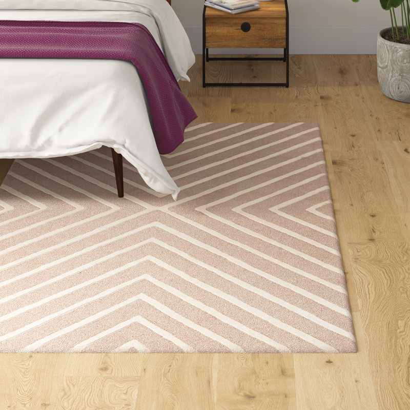 Clust Hand Tufted Wool Rug, Rectangle 8' x 10', Pink/Ivory