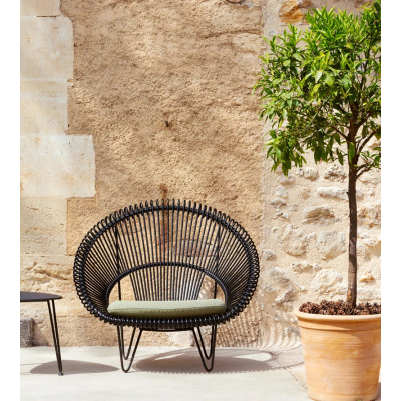 Roy Outdoor Papasan Chair,  Black