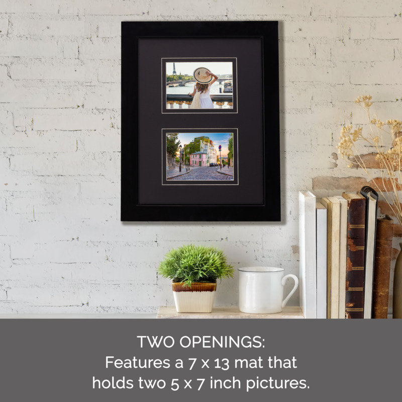 Mikasa Glossy Portrait Picture Frame, 5x7 Inch Photo, Wood - General, Black, 5x7