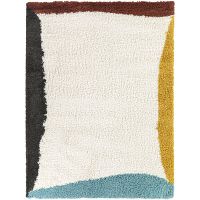 Westerhoff Cream Border Shag Area Rug