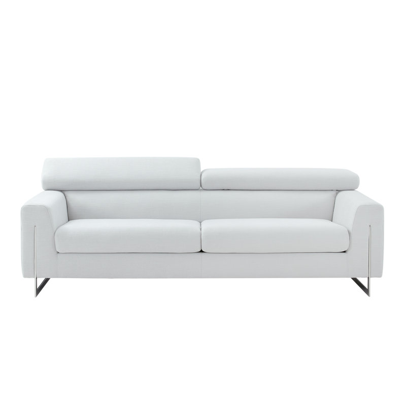 Serena 92.16'' Upholstered Sofa, Silver Polyester Blend