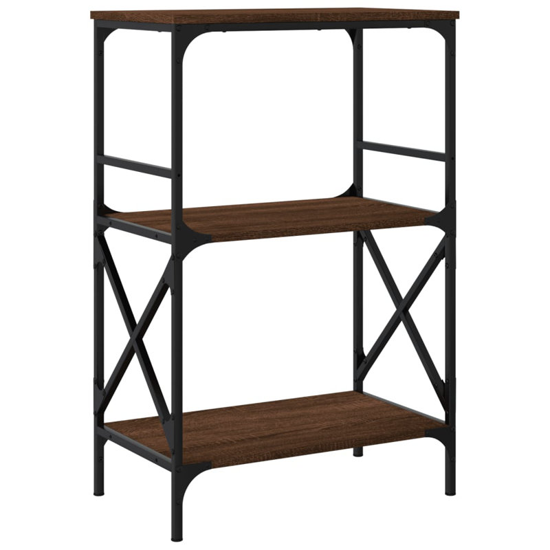 Adaisha 90.5cm H x 35cm W Metal Standard Bookcase, Brown Oak