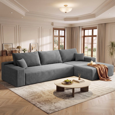 108" Modular Sectional Sofa For Living Room Modern L-Shape Cloud Couch Compression Upholstered Boneless Corduroy Fabric Deep Seat With Chaise