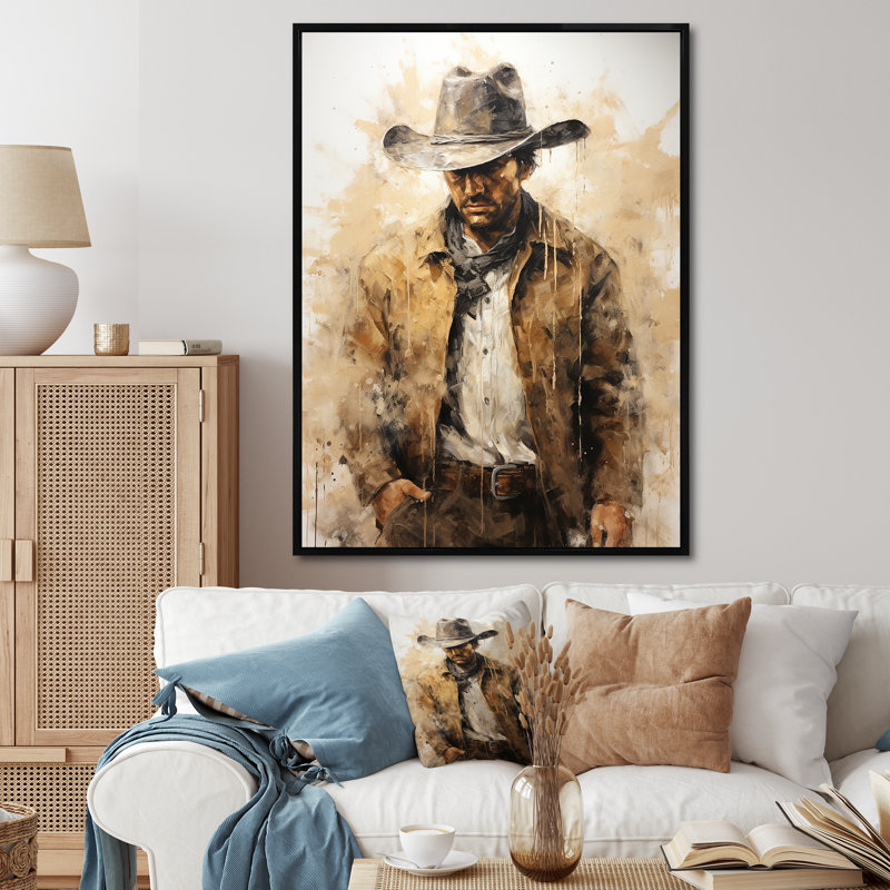 Minimalisme Cowboy, reproduction d'art sur toile, Encadrement doré, H 20 po x l 12 po