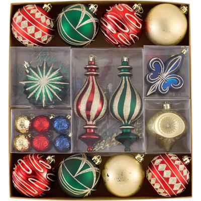Valery Madelyn Ornaments for Christmas Trees, 60ct Red Green Blue and Gold Shatterproof Christmas Tree Decorations, Luxury Hanging Ball Ornaments Bulk for Xmas Holiday Party Decor