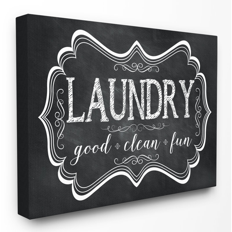 «Laundry Good Clean Fun Chalk Look», art textuel sur toile, H 16 po x l 20 po, Toile tendue