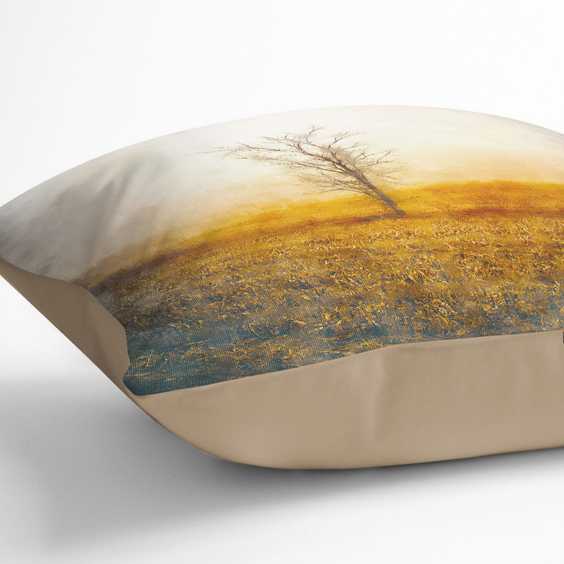 Summer Tree Painting Cushion with Filling, 40cm H x 40cm W x 15cm D, Stone