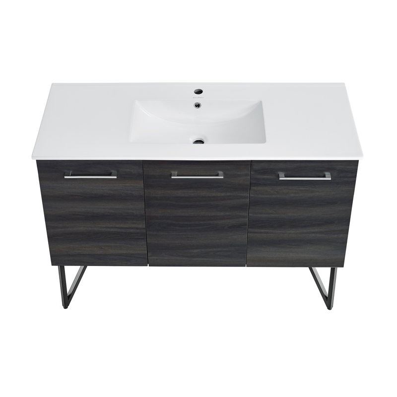 Annecy 48 Single, Two Doors, One Drawer, Bathroom Vanity, Black, Single