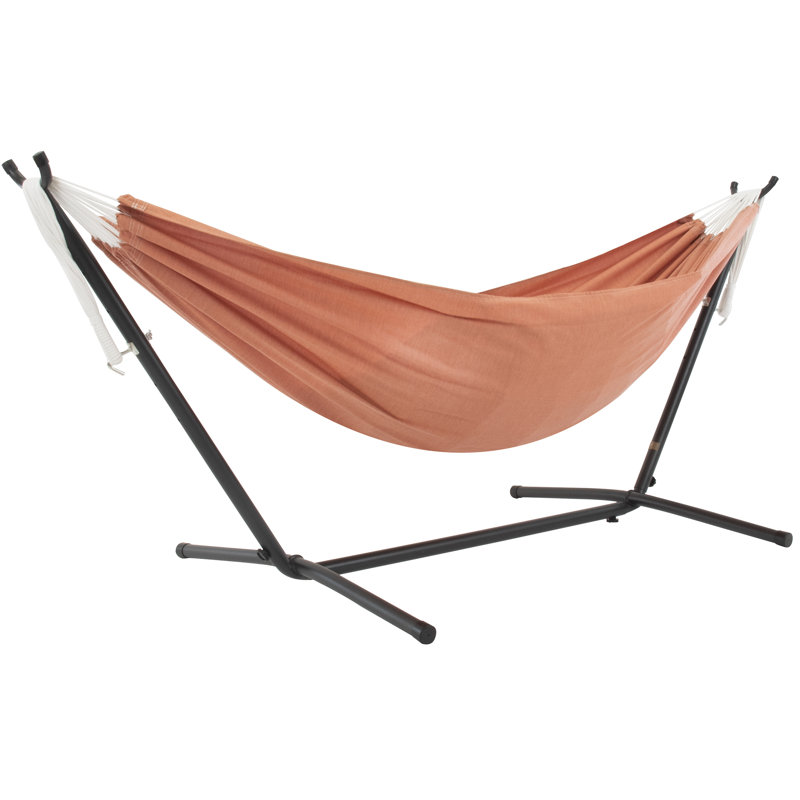 Hamac double Sunbrella avec support et sac de transport Vivere Northey, Corail, Gris anthracite