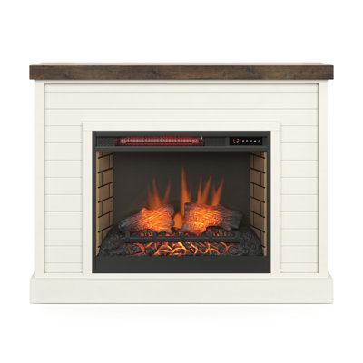 Rimma 48" Farmhouse Electric Fireplace Mantel with 26" Insert, Remote Control, Shiplap Design, Adjustable Flame & Heater