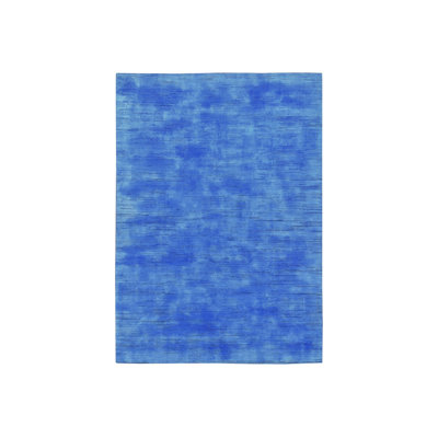Tapis bleu en laine noué à la main de conception contemporaine 10 pi x 14 pi 1 po BB2E98E109114105809F238BA8AA4BAA