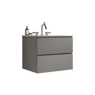 Grand meuble-lavabo flottant avec rangement pour salle de bain moderne
