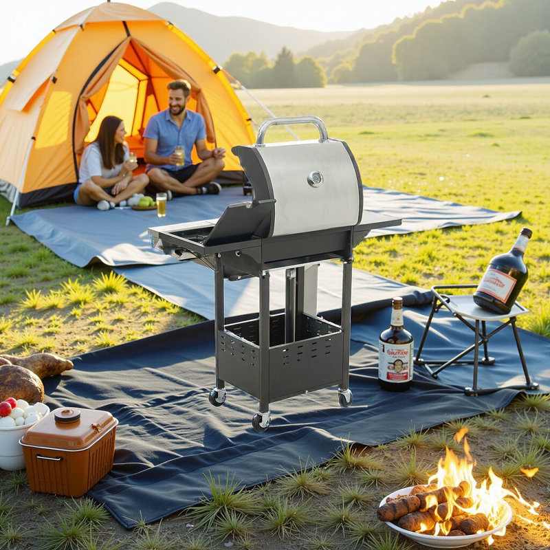 Barbecue au propane 3/4 brûleur au gaz en acier inoxydable avec brûleur latéral, cuisson extérieure 37 000/46 500 BTU