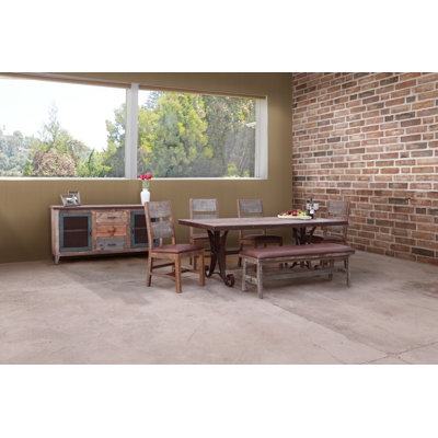 Pine Solid Wood Top Trestle Dining Set