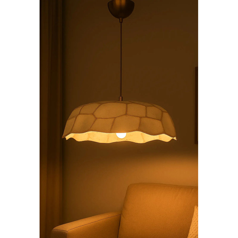 Elegant Adjustable Chandelier, Cream & Gold Metal Body, Ø14.6 x 5.9 inches Base Plate | Height: 7.9 - 25.6 inches | E27 Socket, Max 40W | Perfect for Dining Room & Living Spaces, Stylish & Functional Lighting Solution