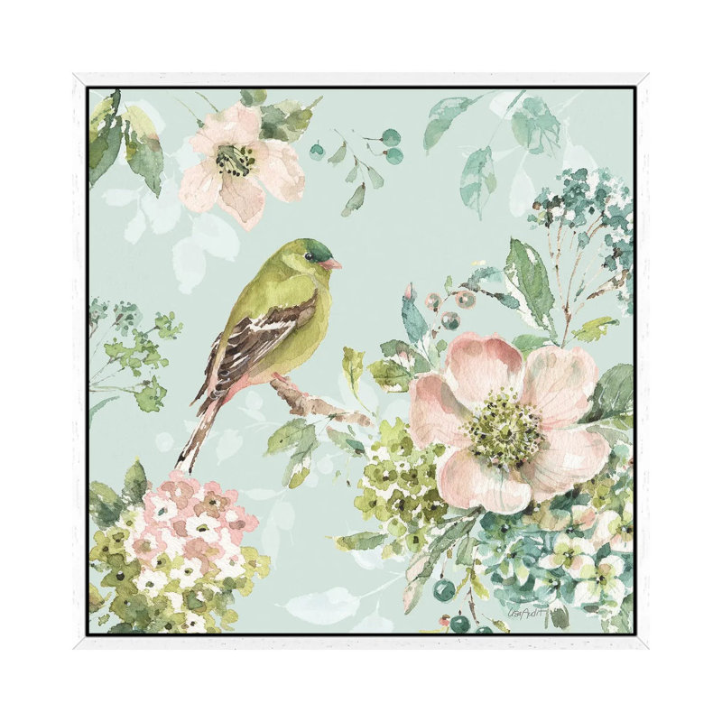 Mint Crush IV On Mint by Lisa Audit - Painting on Canvas, 45.72cm H x 45.72cm W x 3.81cm D, White Framed