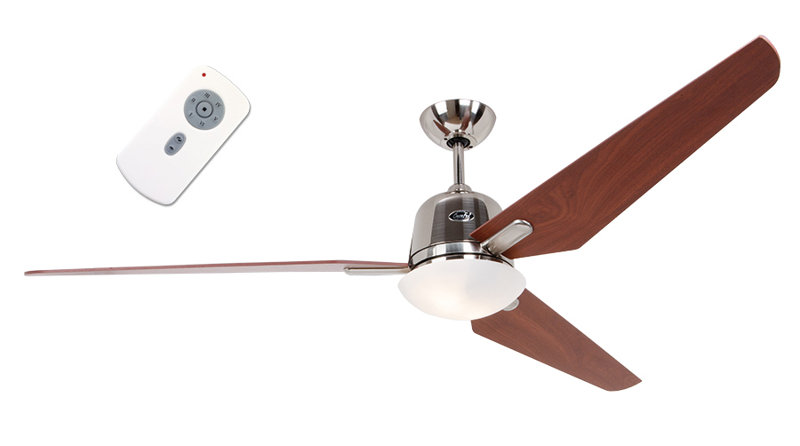 Kelm 162cm Ceiling Fan with Light Kit, Brushed chrome, Cherry tree