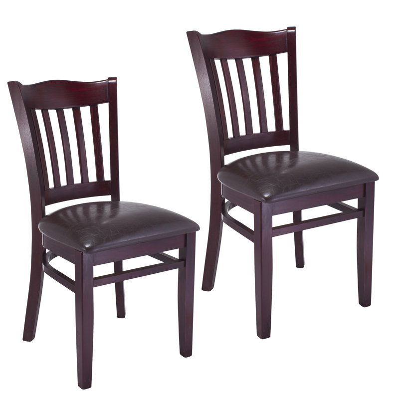 Darlington 20'' H Faux Leather Upholstered Beech Side Chair, Black, Dark Mahogany