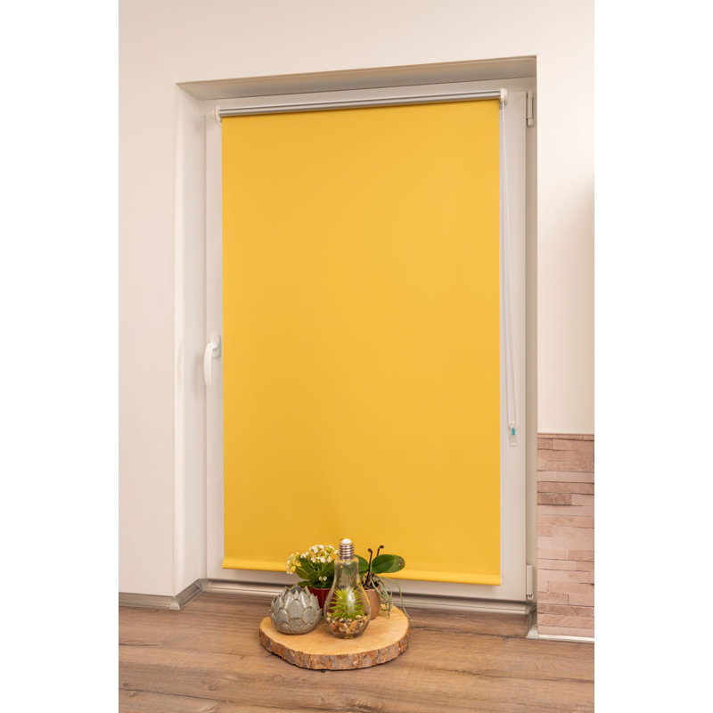 Klemmfix Room Darkening Roll-Up Blinds, 150 cm L x 50 cm W , Yellow