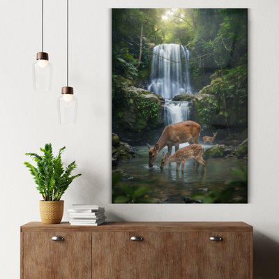 Waterfall Forest Tempered Glass Wall Art