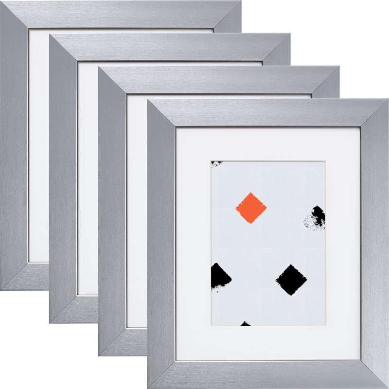 Picture Frame - Set of 4 with Mat, Silver, 20" x 20" Matted to 16" x 16"
