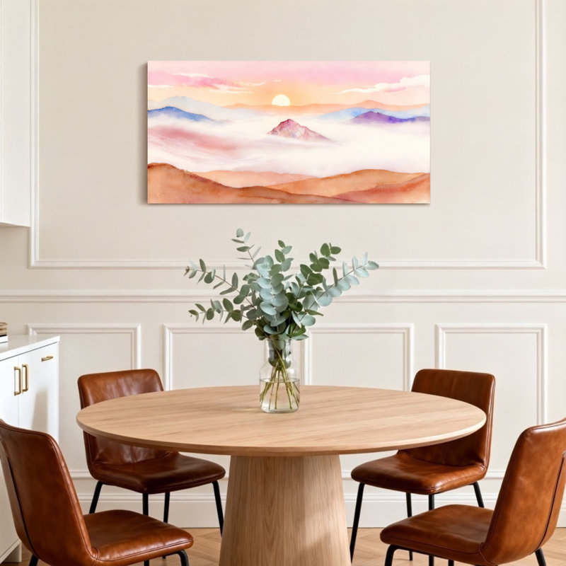 «Landscape & Nature Pastel Sky Mountain Cloud Sunrise Landscape», reproduction d'art, H 16 po x l 32 po