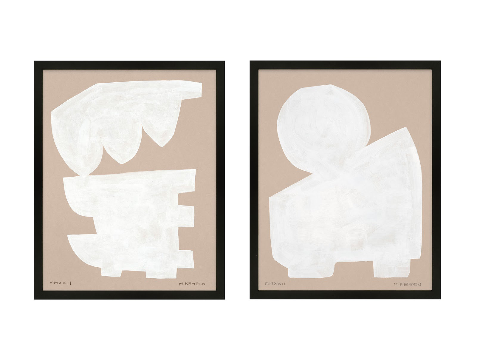 Gallman "Modules in White" 2-Piece Print Set, Black Framed, 30" W x 38" H
