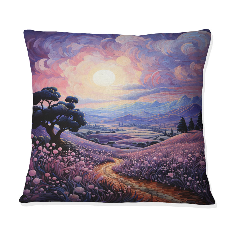 Vangogh Lavender Fields Pointillism I - Vangogh Printed Throw Pillow