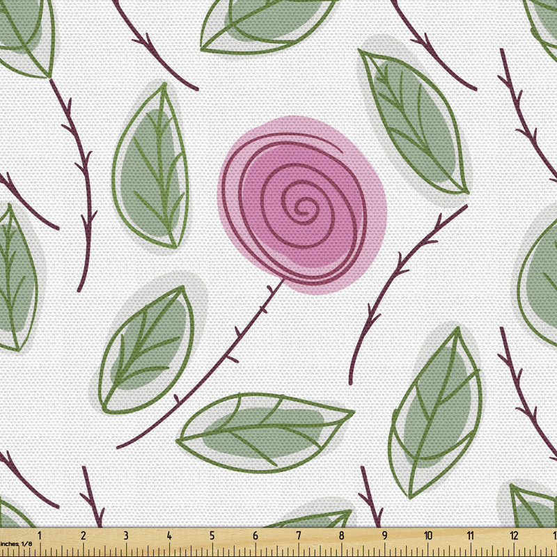 Chanteal Spiraling Rose on Branches with Leaves Multi-Purpose Fabric