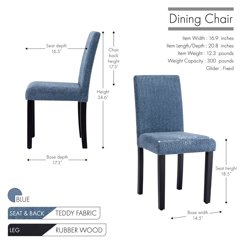 Chaises de salle à manger Evinn Louise, Bleu