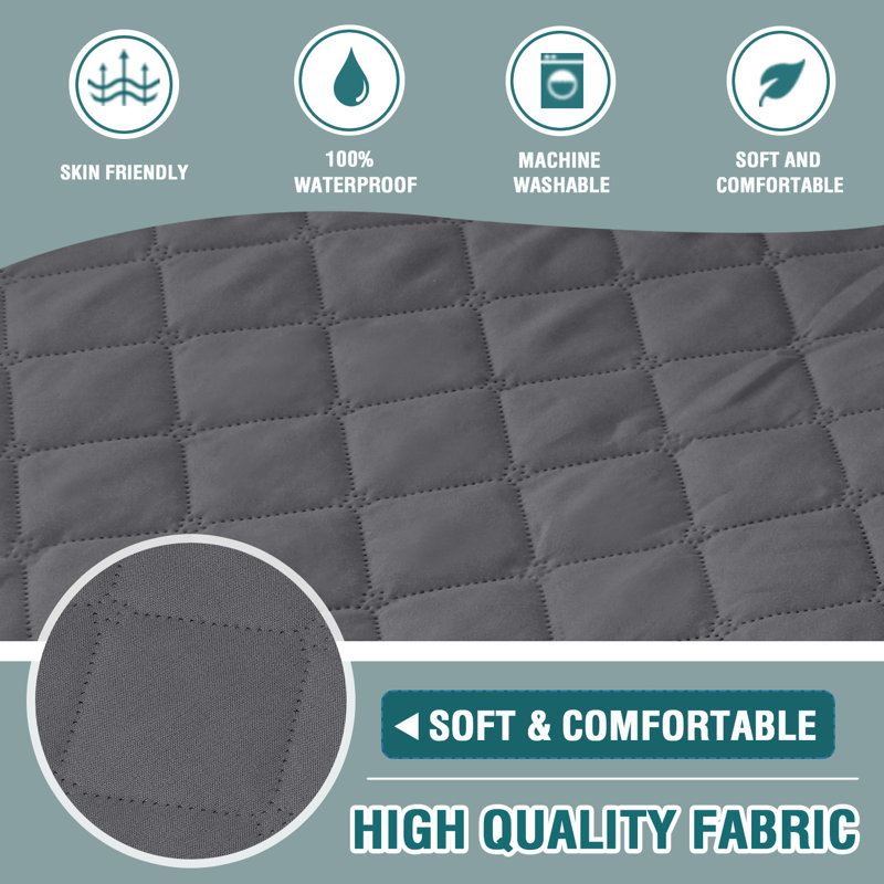 Housse 100% imperméable en tissu de microfibre pour canapé Housse de protection pour meubles avec sangles élastiques pour animaux de compagnie Housse pour causeuse antidérapante Lavable à la machine