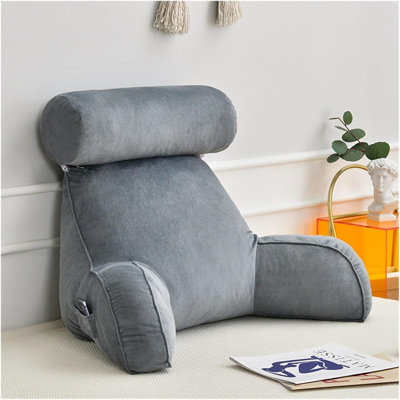 Crystal Velvet Reading Pillow with Arm Support and Round Cushion