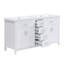 Meuble-lavabo double lavabo de 150 cm avec dessus de lavabo en résine, poignées en métal argenté, portes et tiroirs à fermeture amortie, 4 tiroirs centraux et 2 armoires à double porte.