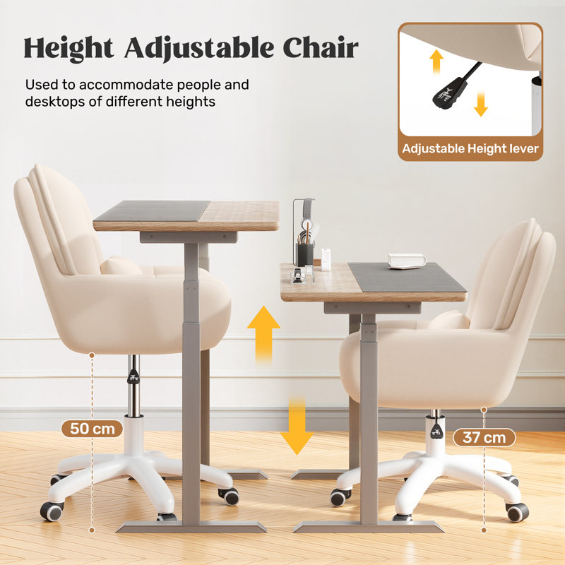 Velvet Office Chair, Beige, White