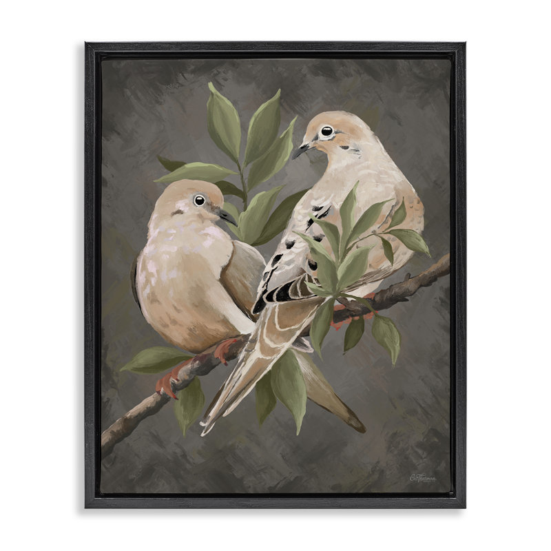  "Bird paire", art mural encadré par Cat Thurman Designs, Cadre flottant noir de jais, H 21 po x l 17 po