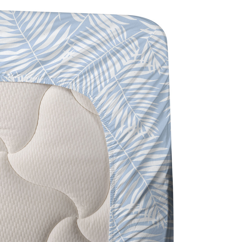 Microfiber Sheet Set, Pale Sky Blue/White Floral, Twin XL Sheet Set with 1 Pillowcase