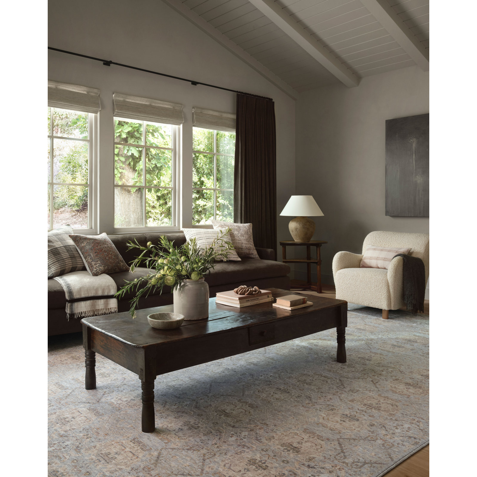 Amber Lewis x Loloi Zuma Silver Multi Oriental Rug, Rectangle 5'3" x 7'9"