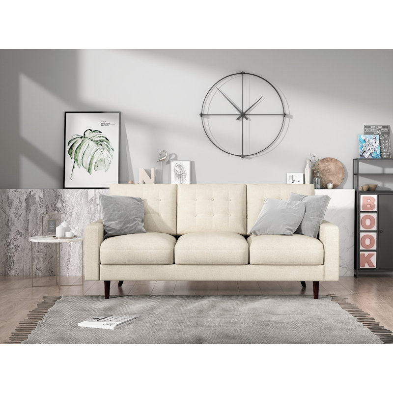 Canapé à accoudoirs carrés en lin 71,7 po Northway, Lin beige