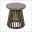 Table d'appoint d'extérieur en bois d'acacia pour le patio, table basse ronde pour la cour, la pelouse et le balcon avec finition grise durable