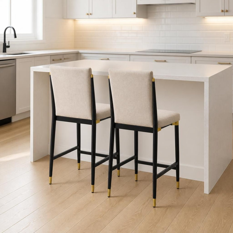 Ensemble de 2 tabourets de hauteur comptoir sans accoudoirs modernes, de fabrication durable et de sièges généreusement rembourrés