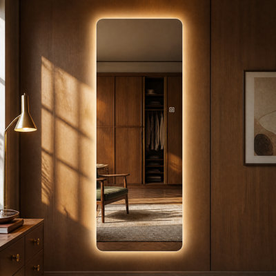 63" x 24" Lighted Full Length Mirror  Wall Mount, LED Backlit Dimmable with 3 Color Modes & Memory, Shatter-Resistant