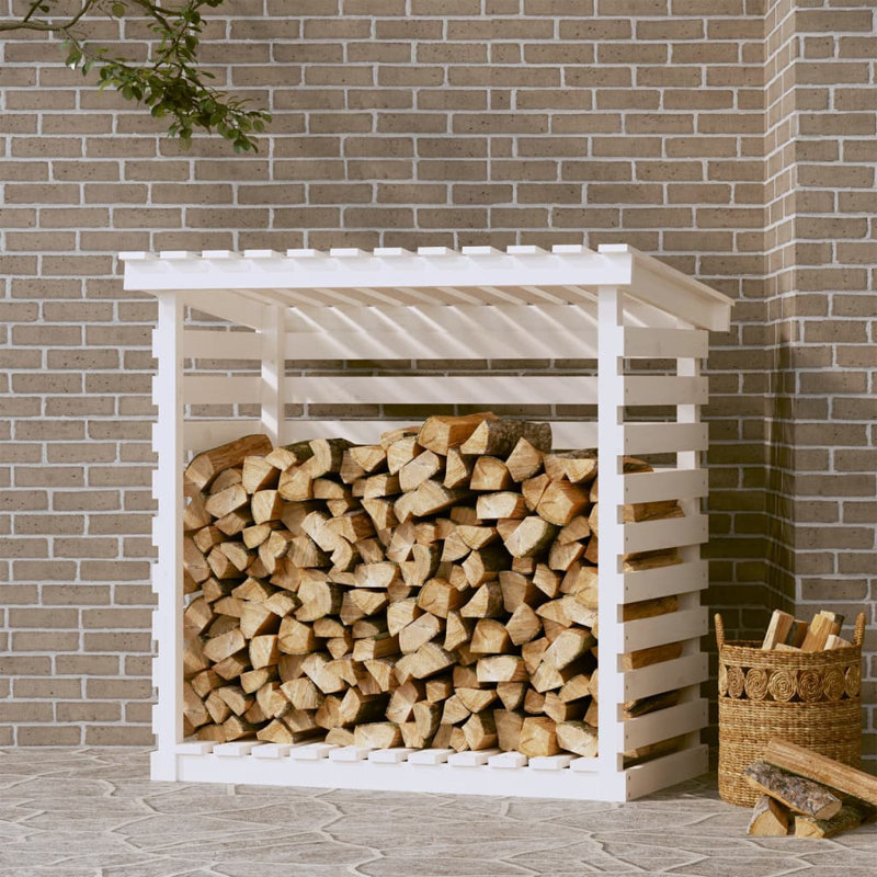  Firewood Rack 42.5"X28.7"X42.5" Solid Wood Pine, White