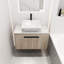 Meuble-lavabo mural moderne - lavabo en céramique, expérience douce et douce avec le lavabo. Fixé, aspect chêne blanc, porte silencieuse, armoire fonctionnelle