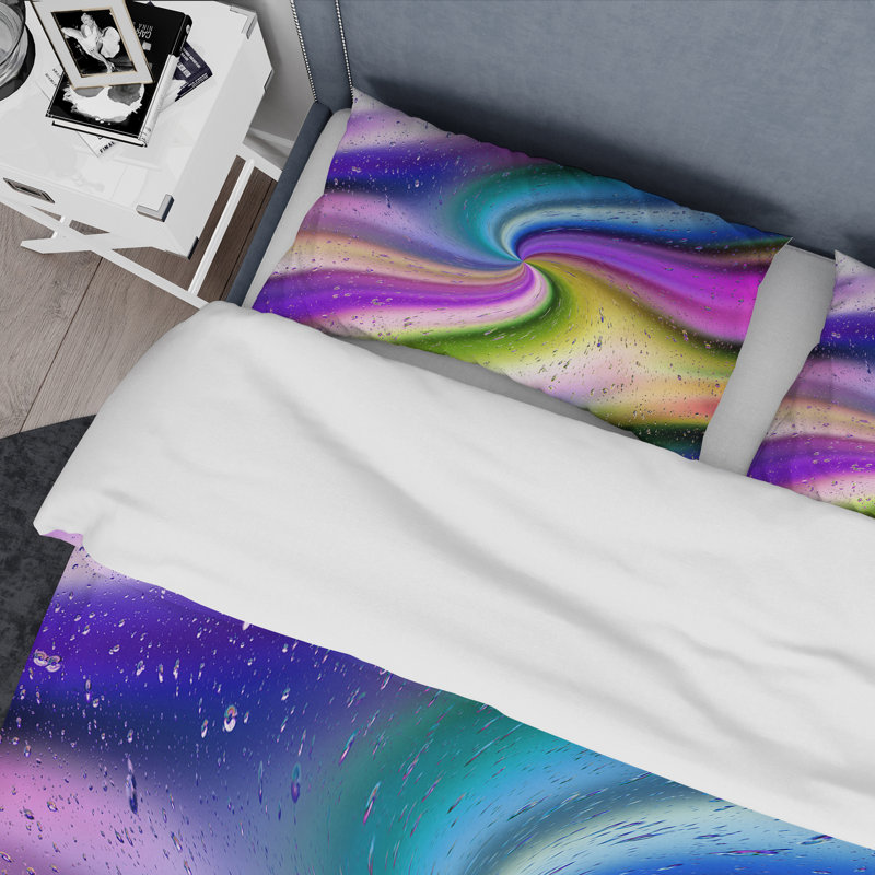Mauve et bleu Spiral I - Ensemble de housse de couette moderne - Microfibre de polyester, Twin Duvet Cover + 2 Standard Shams