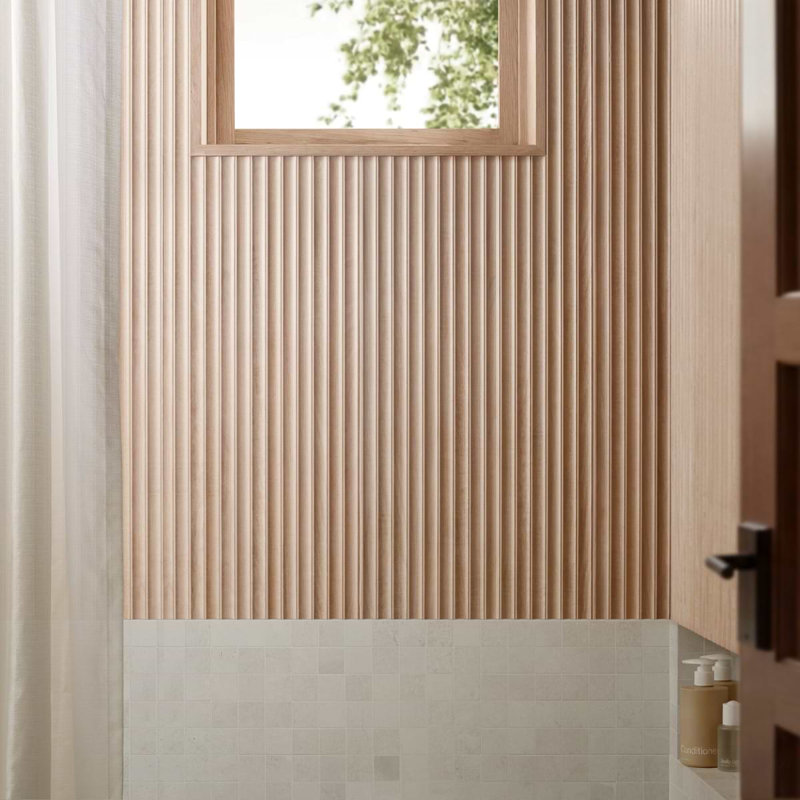 Arket 17.66 In. X 47.19 In. Fluted Wood Look Matte Ceramic Wall Tile (17.31 Sq. Ft. / Case), Honey Brown