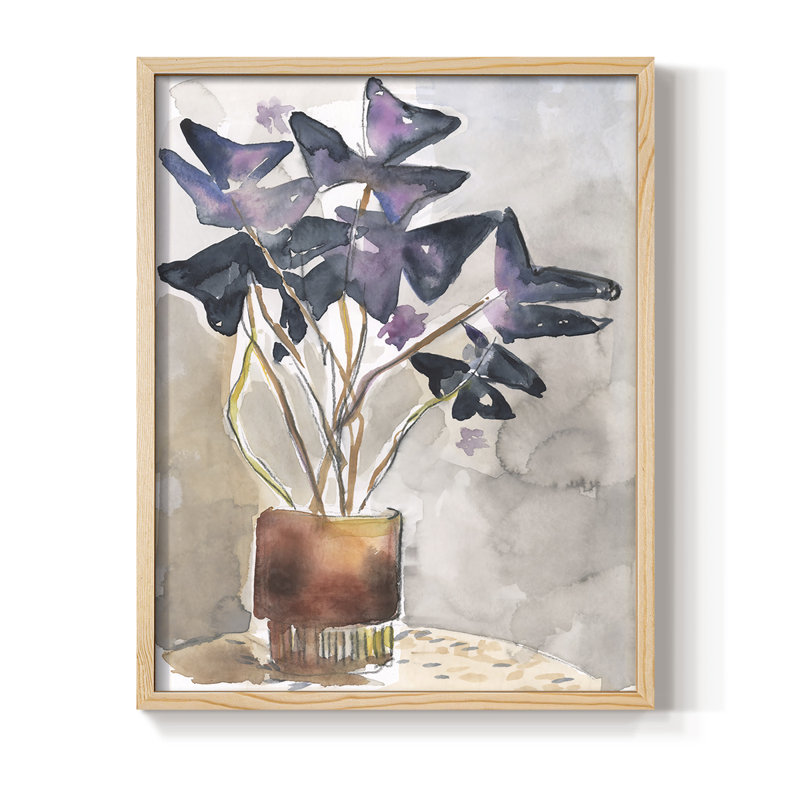 Oxalis in Vase I Framed Print - Solid Wood