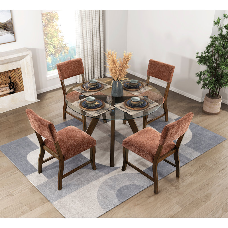 Gislaine  4 - Person Dining Set, Brown